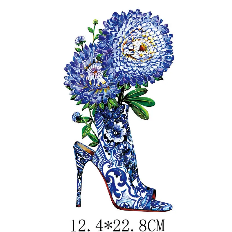 Цветы на высоком каблуке патч для утюга полосатый джинсов аппликация термопресс