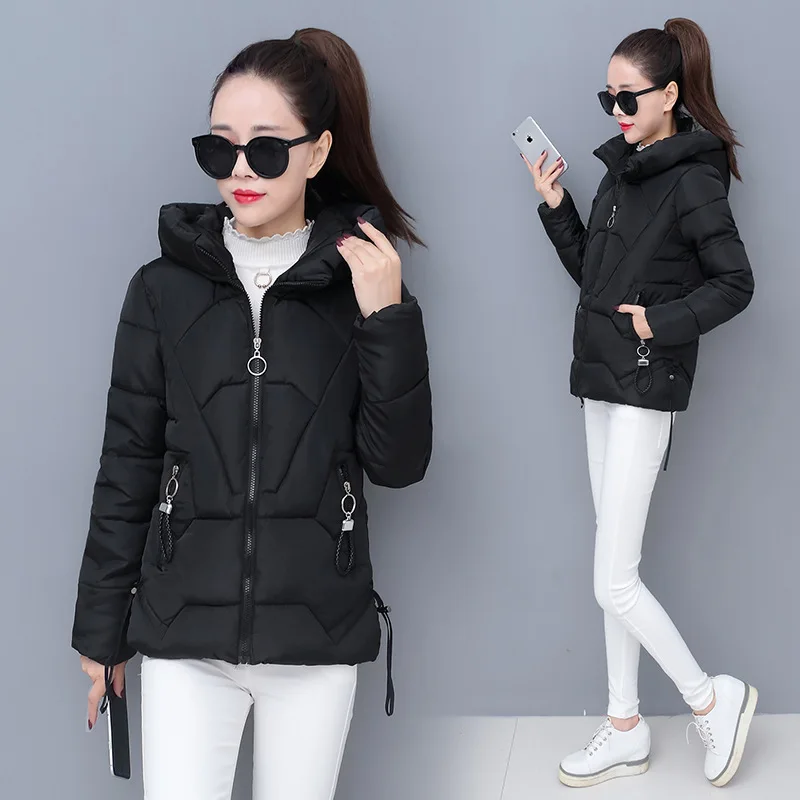 

2021 winter new Korean slim hooded short women's cotton padded down cotton padded jacket thickened cotton padded jacket