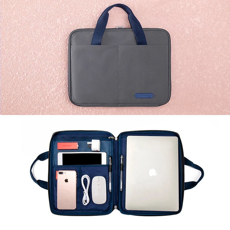 Fashion Solid Color Waterproof Polyester Tote Travel Gear Organizer A4 Document File Bag