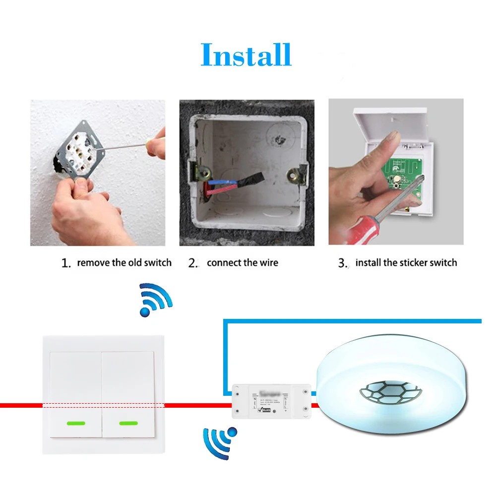 Mini smart switch подключение к выключателю схема Пульт дистанционного управления, 433 МГц, 1/ 2/ 3 кнопки AliExpress