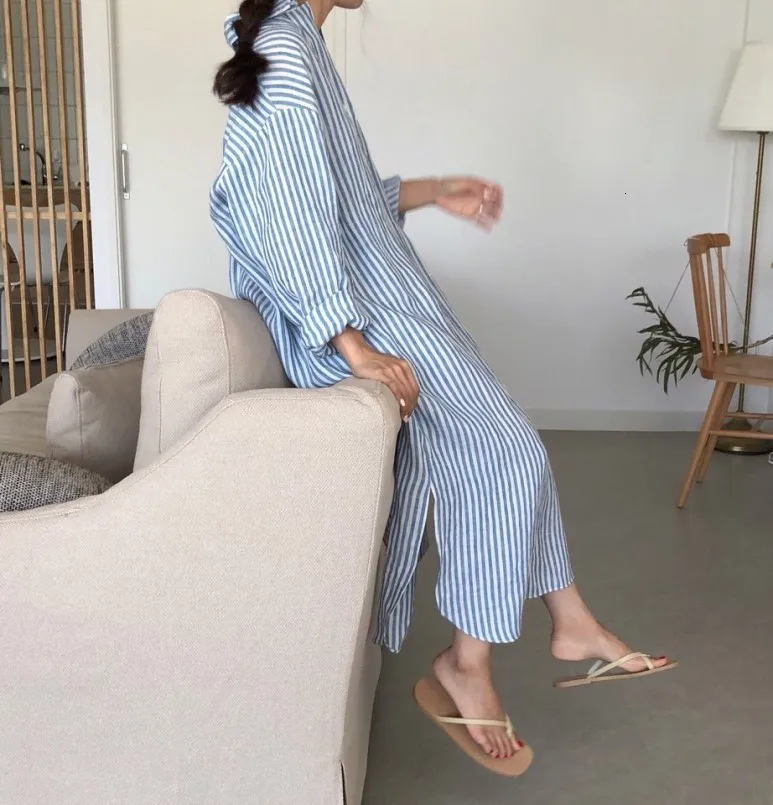SHENGPALAE весеннее Полосатое синее 2020 Новое корейское модное свободное повседневное