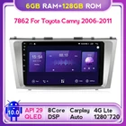 Автомобильный радиоприемник 6G + 128G QLED для Toyota Camry 6 XV 40 50 2006-2011, мультимедийный видеоплеер, навигация GPS No 2din 2 din dvd