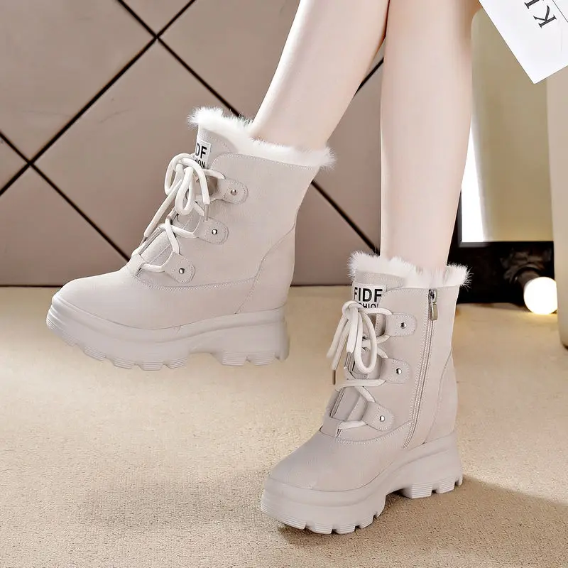 

Женские зимние ботинки из натуральной кожи, на флисовой подкладке, Нескользящие