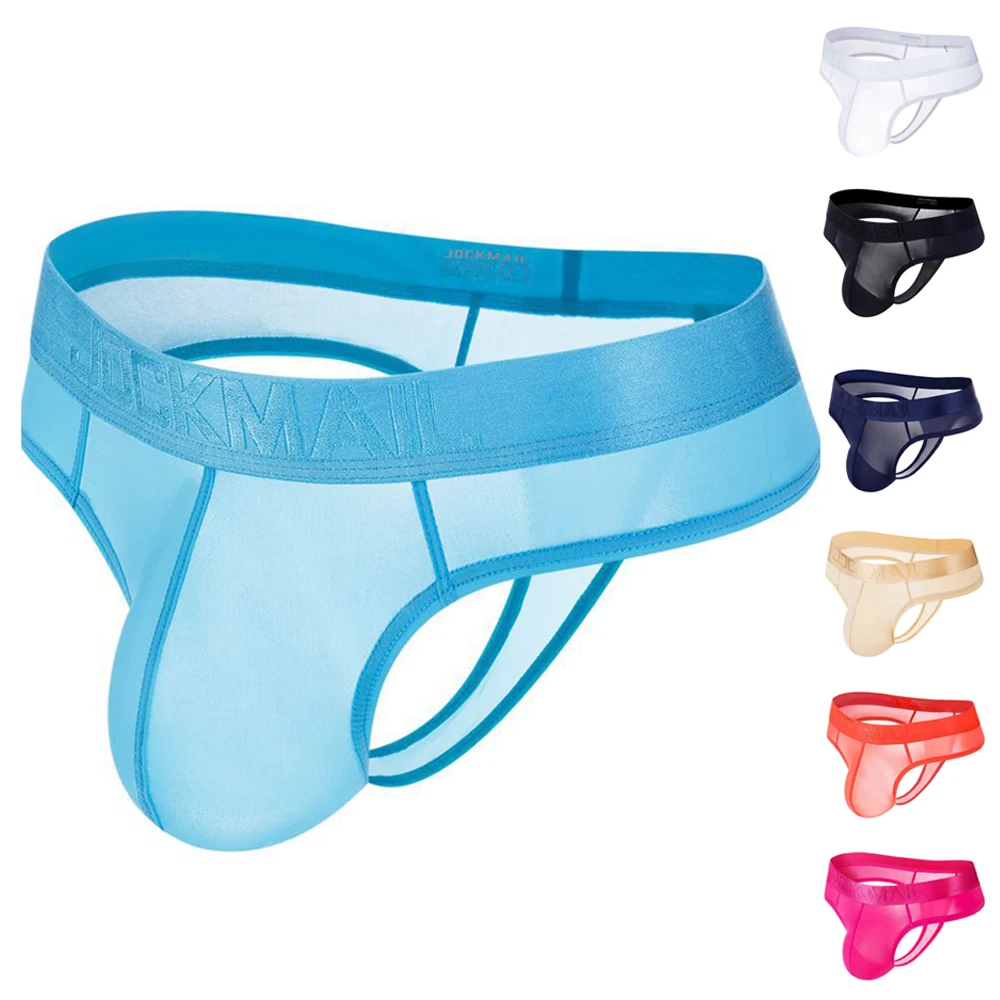 

JOCKMAIL Jockstrap Men Tanga Hombre Transparente Underwear Ice Silk Man String Slippery Sexy Lingerie Pack Panties Gay