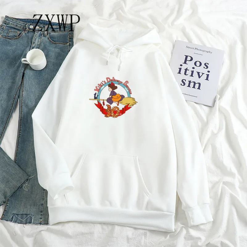 

Kawaii Anime Hoodie Women Printed Kiki's Delivery Service Sweatshirt Woman Graphic Fashion Hoodies Oversize Streetwear Tops