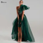 Изумрудно-зеленые трапециевидные вечерние платья 2022 женское строгое платье на одно плечо со стразами и бусинами