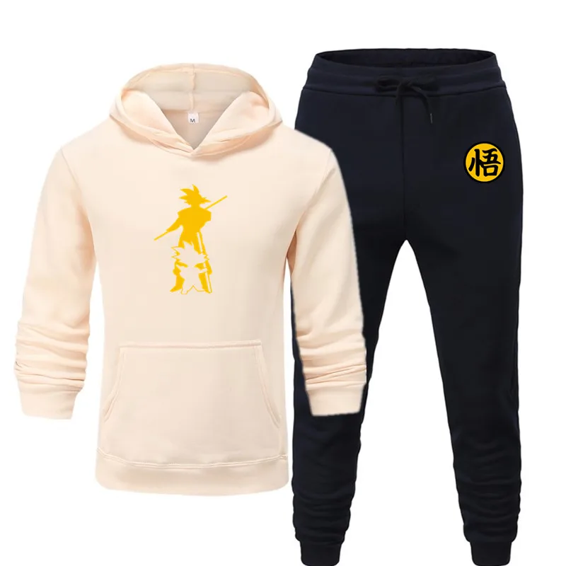 new men's hoodie suit autumn and winter warm clothing fashion printing street hoodie suit running jogging sports suit - Цвет: 17
