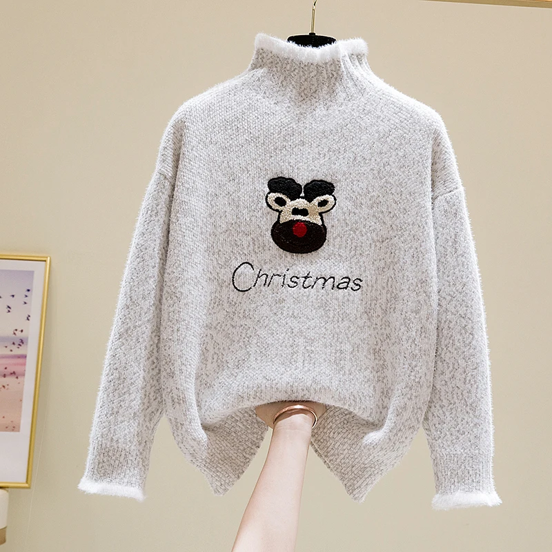 Женский свободный свитер без подкладки однотонная Водолазка с длинным рукавом и