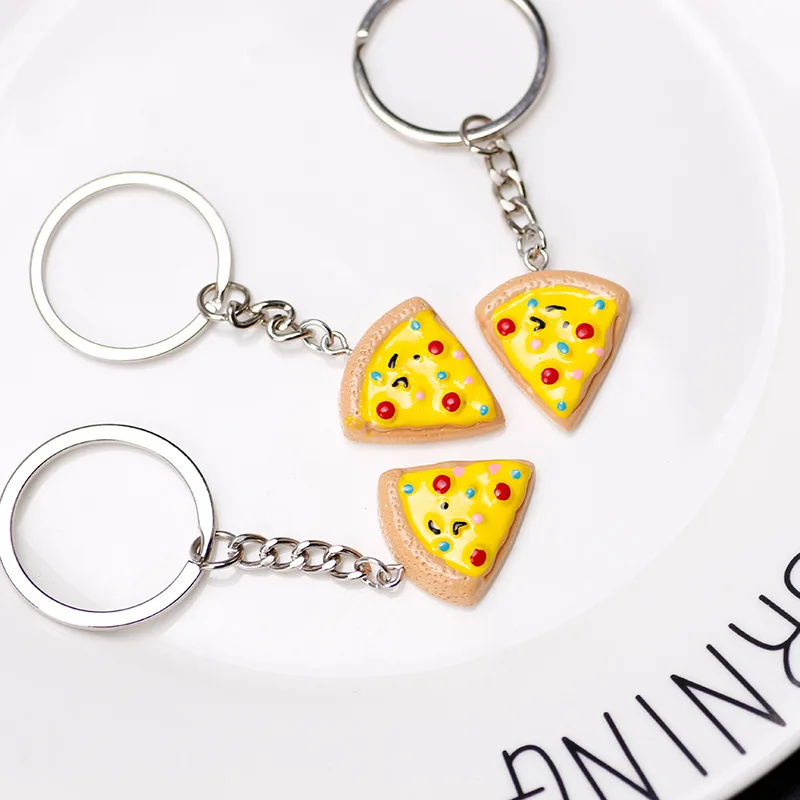 

2pcs Fashionable Alloy Lovely Simple Girl Delicious Pizza Key Ring DIY Making Bag Key Pendant Jewelry Accessories