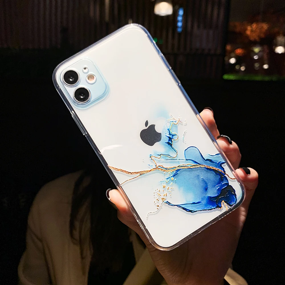 moskado Watercolor Painting Shockproof Phone Cover For iPhone 12 13 Mini 11 Pro Max X XR XS Max 7 8 Plus Soft Silicone TPU Cases