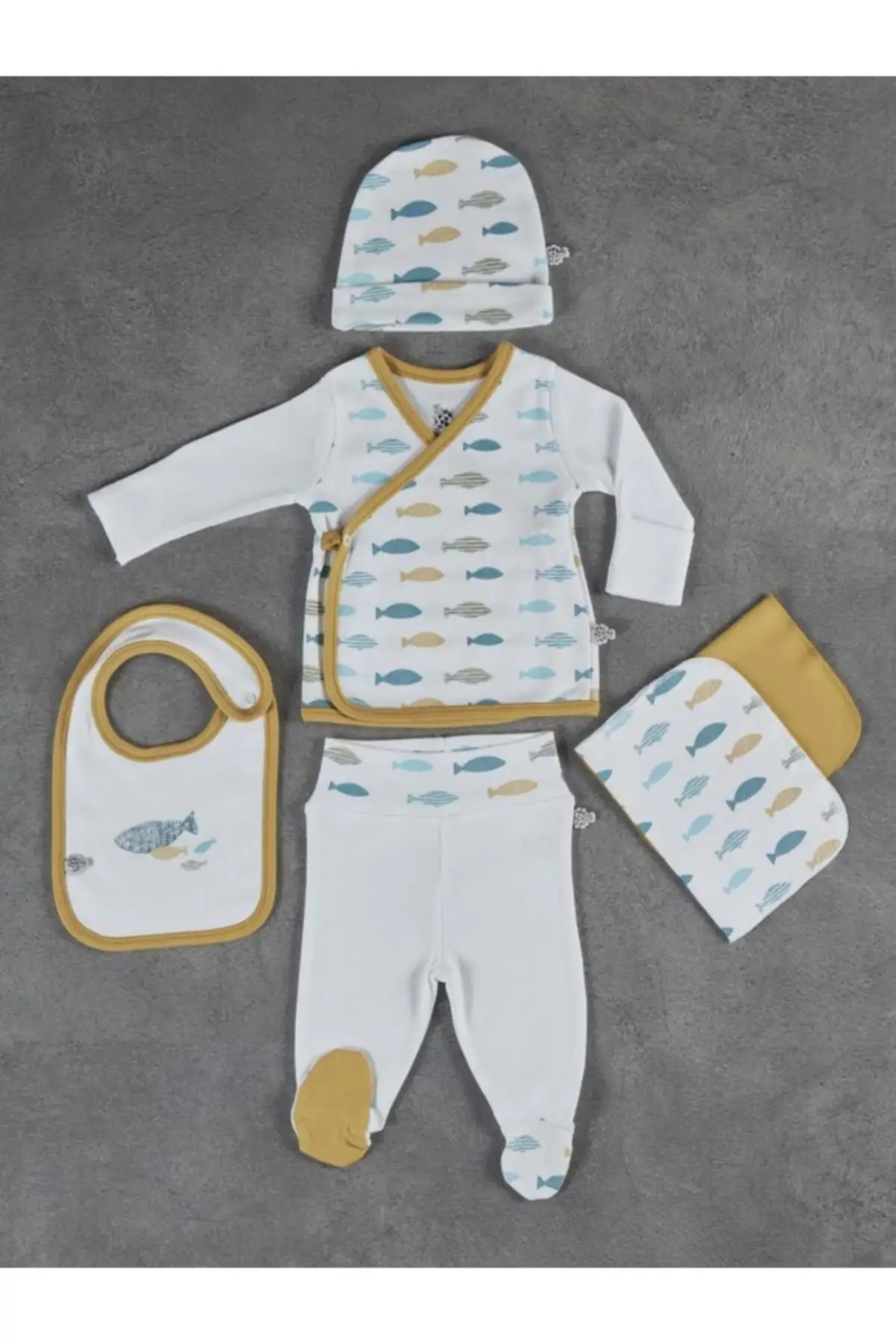 

Baby girl White Yellow Dodo Printed The Zibin set 5 Piece newborn 0-3 Monthly Baby Turkish Quality Baby products