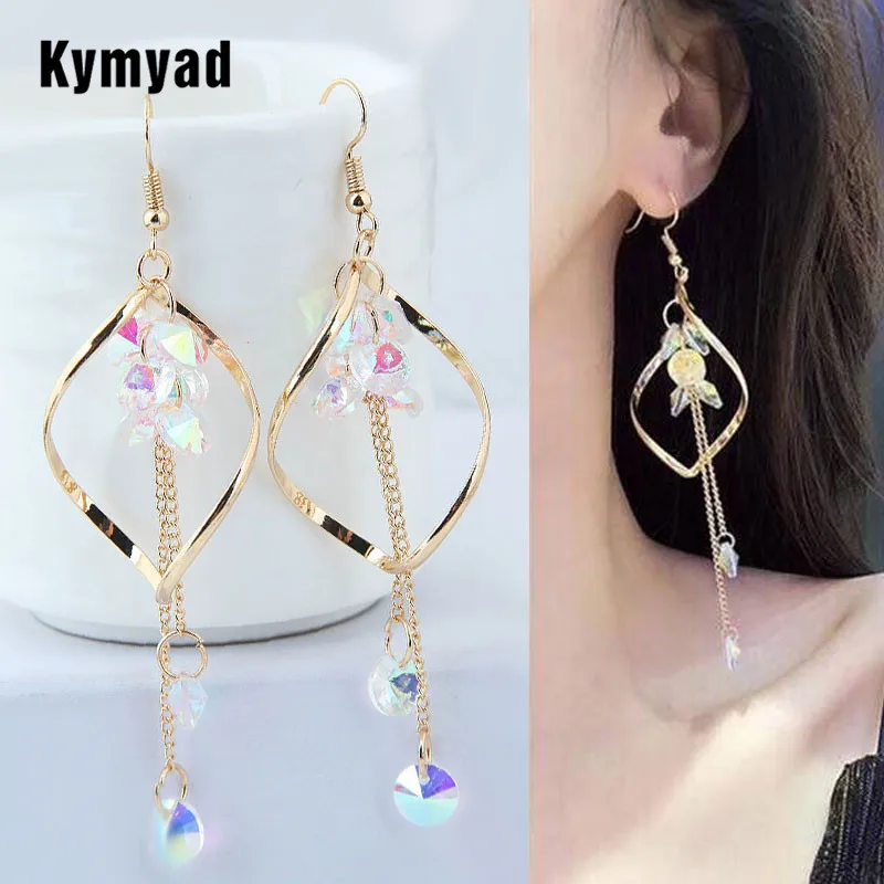 Kymyad 2021 длинные модные серьги для женщин в винтажном стиле Цвет золотистый