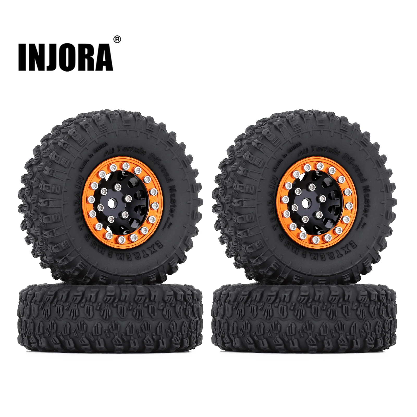 

INJORA 4PCS 54*18mm CNC 1.0" Beadlock Wheel Rims Tires Set for 1/24 RC Crawler Car Axial SCX24 AXI90081 AXI00001 (W1049-T1003)