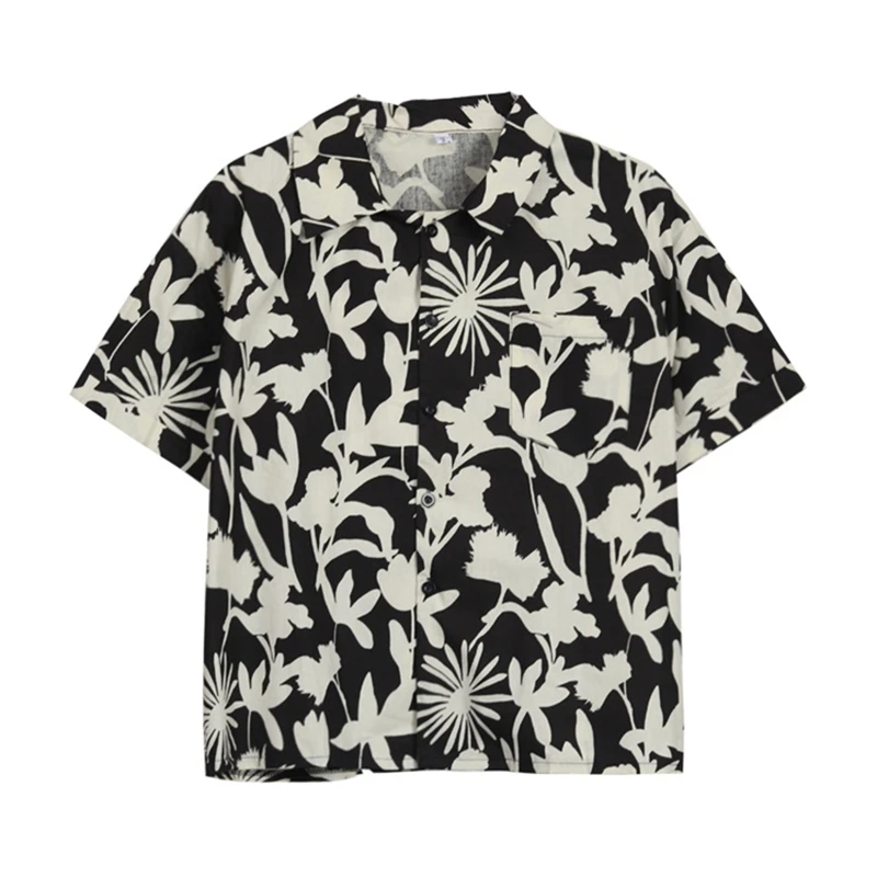 

Design small Hong Kong style flower loose Short Sleeve Shirt Top Women's summer Korean casual versatile shirt