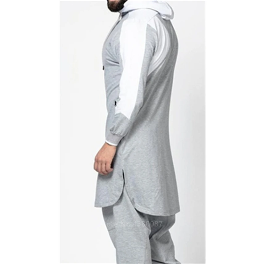 

Men Jubba Thobe Muslim Arabic Islamic Clothing Abaya Dubai Kaftan Winter Long Sleeve Stitching Saudi Arabia Sweater
