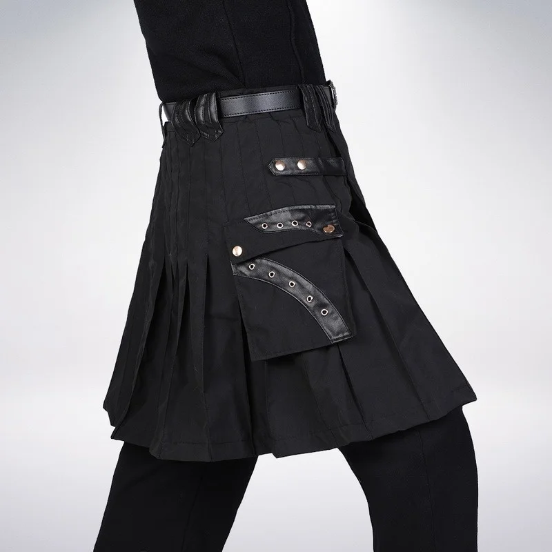 Шотландская Мужская традиционная юбка Kilt пояс плиссированная Двусторонняя цепь