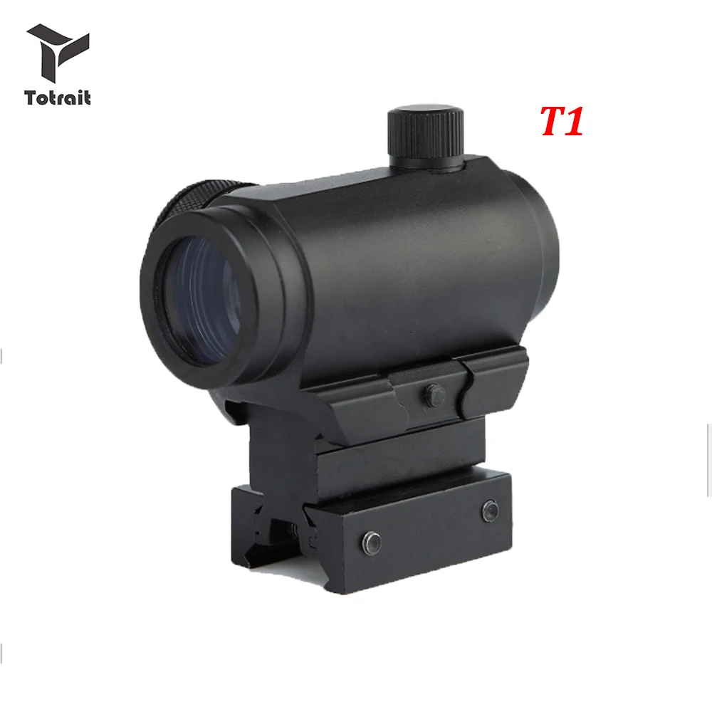 black TOtrait тактический мини 1X24 T1 рифоскоп прицел точечный прицел с подсветкой снайперский рифоскоп красный точечный прицел с быстрым выпуском черный - Цвет: black