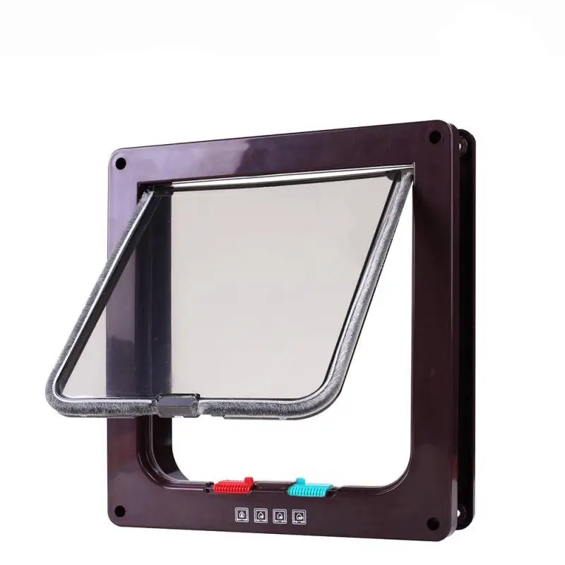 

Pet Door Lockable Dog Cat Gate 4 Way Security Lock Flap Door Plastic Small Animal Puppy Chien Cats Supplies House Enter Freely