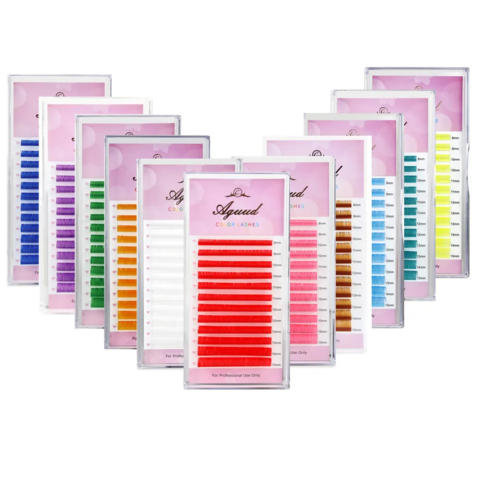 Lashes White Purple Blue Brown Green Red Pink Yellow Colors Faux Cils False Eyelashes Cilios Colored Lash