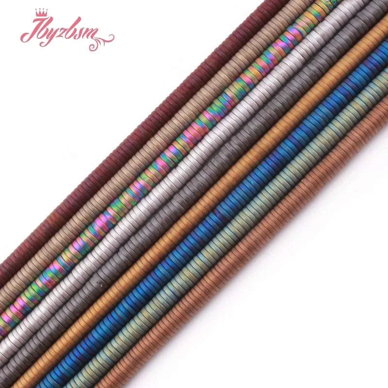 1x4mm Natural Hematite Bead Forst Rondelle Button Loose Stone Beads For Jewelry Making DIY Necklace Bracelet Spacer Strand 15&quot |