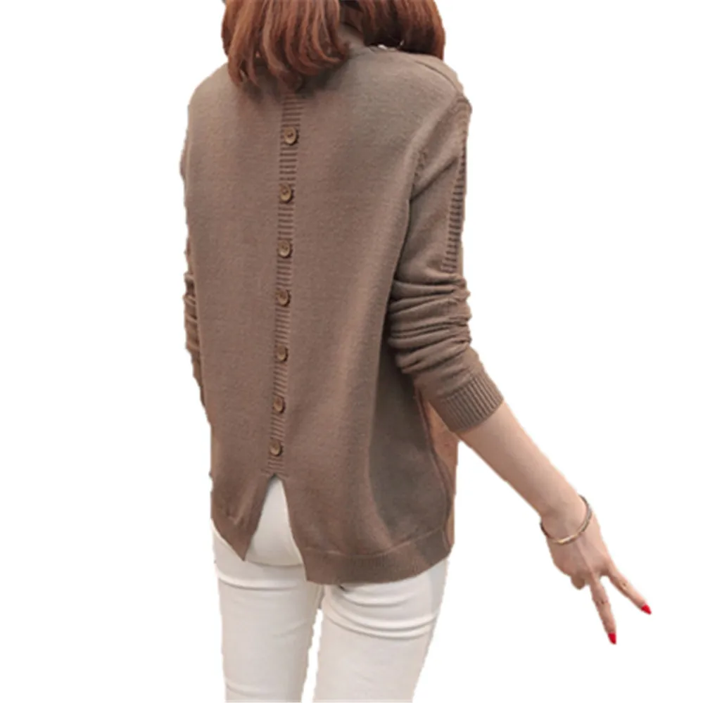 Пуловер женский трикотажный с V-образным вырезом и длинным рукавом Осень-зима 2020 |