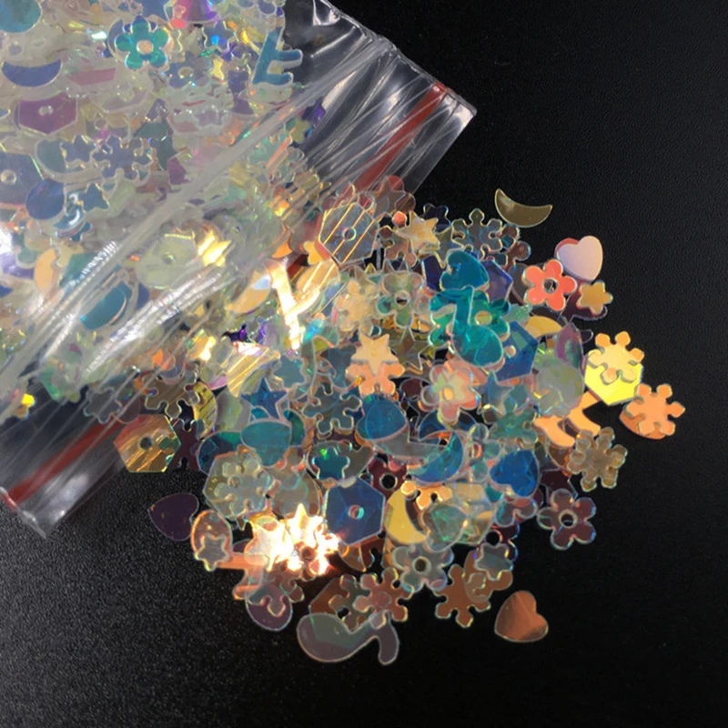 

10g Holographic Glitters Mixed Star Moon Heart Sequins Resin Silicone Mold Fillings Flakes For UV Epoxy Resin Jewelry Making DIY
