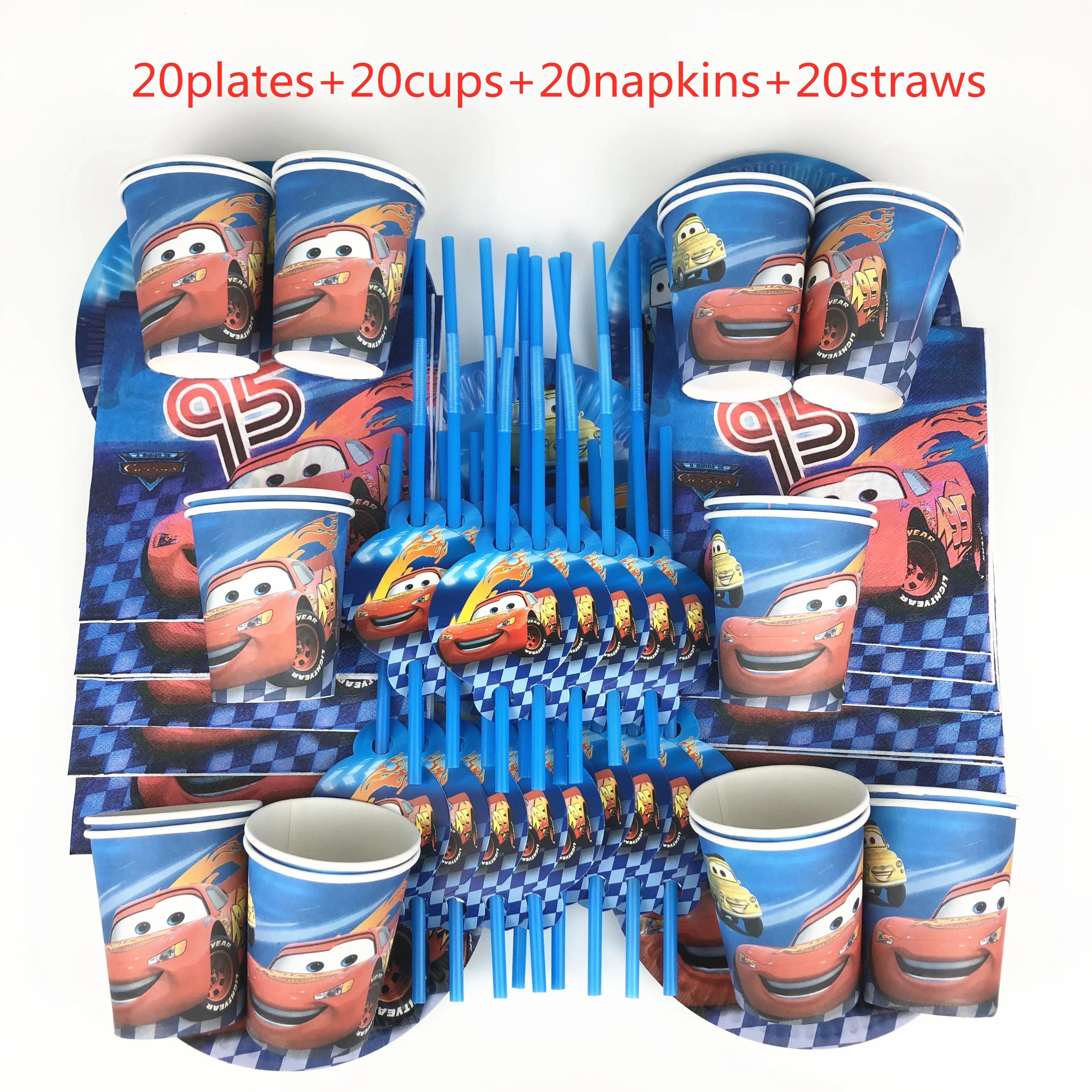 80 шт. одноразовая посуда Disney Молния Маккуин тарелка для детей на день рождения