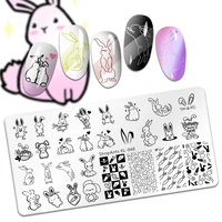 shopants 612cm nail stamping plates cute rabbit lovely pattern stainless steel stencil for printing nail art image plate 048
