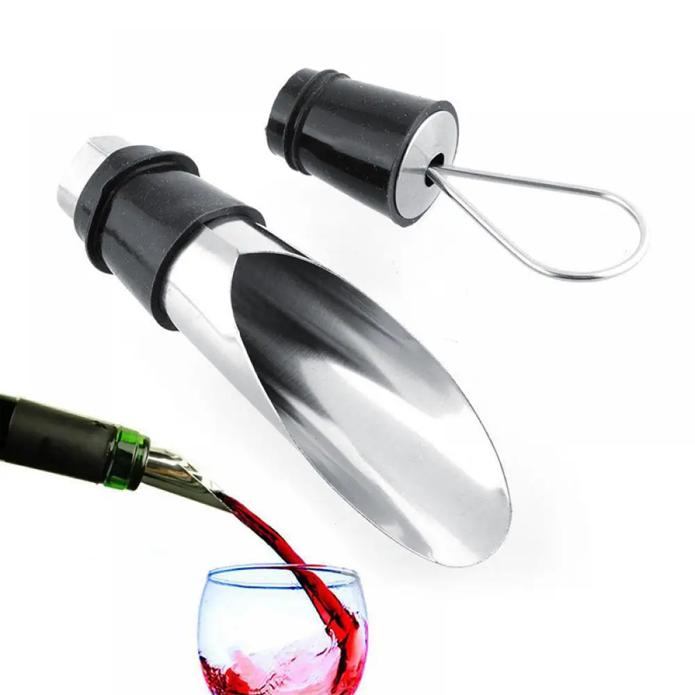 

1pc Creative 2in1 Stainless Steel Reusable Liquor Spirit Pourer Free Flow Wine Bottle Pour Spout Stopper Opener Home Bar Gadget