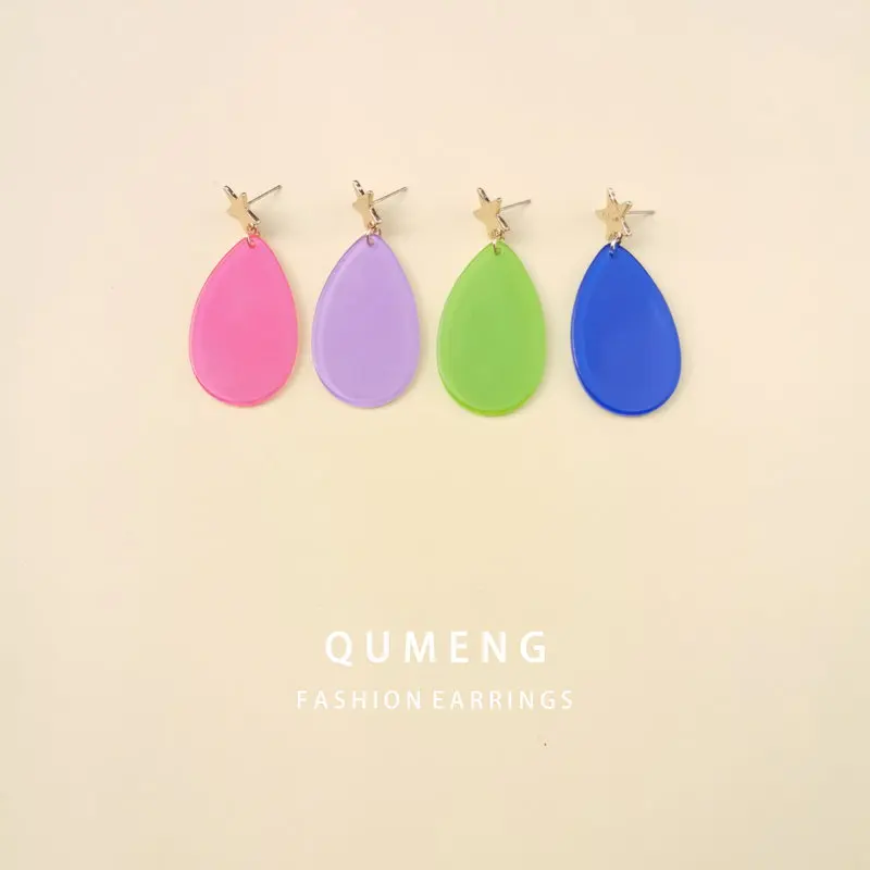 Женские акриловые серьги QUMENG, винтажные серьги-гвоздики в форме капли, геометрические украшения, подарок