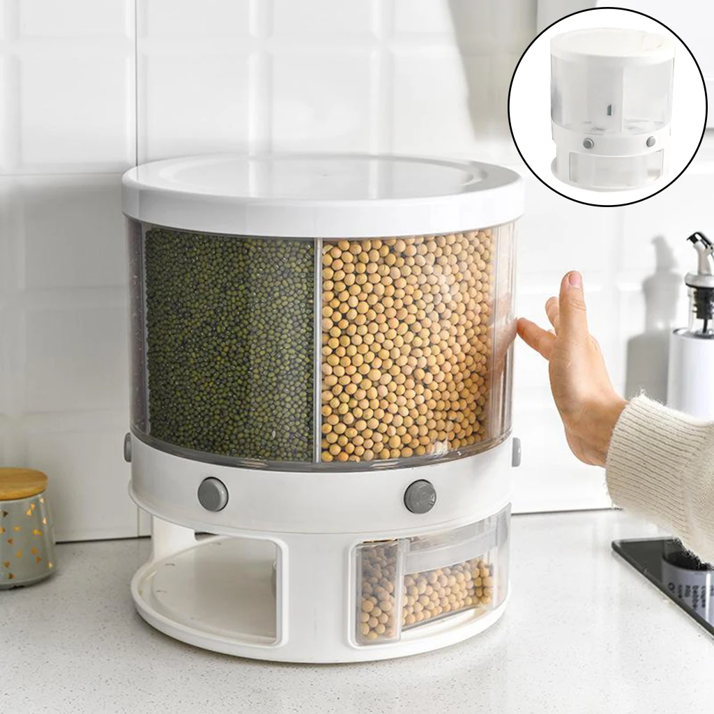 

Kitchen Rotated Grain Storage Container Bin Tank for Beans Cereal Sugar