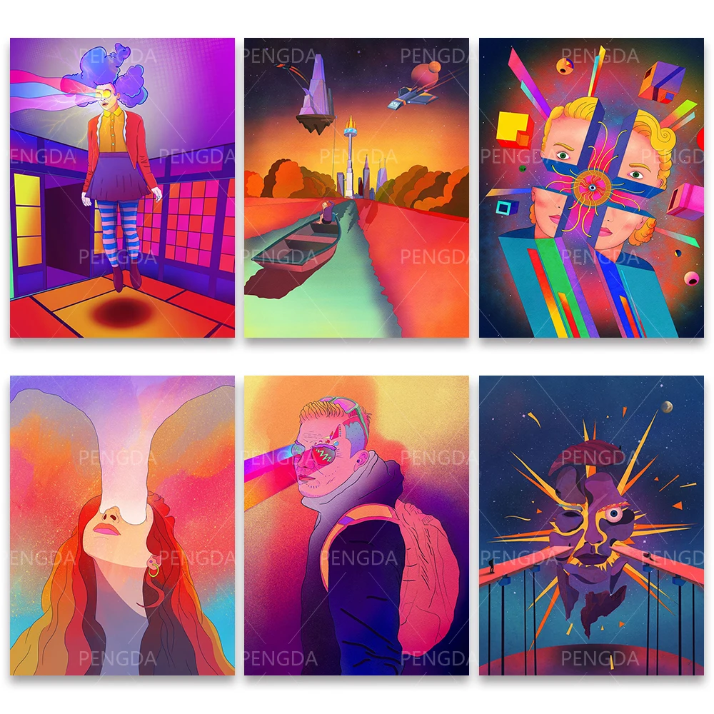 

Алмазная живопись Vaporwave, «сделай сам», круглая дрель 5D, креативный домашний декор, вышивка крестиком, красочная Настенная картина, рукоделие...