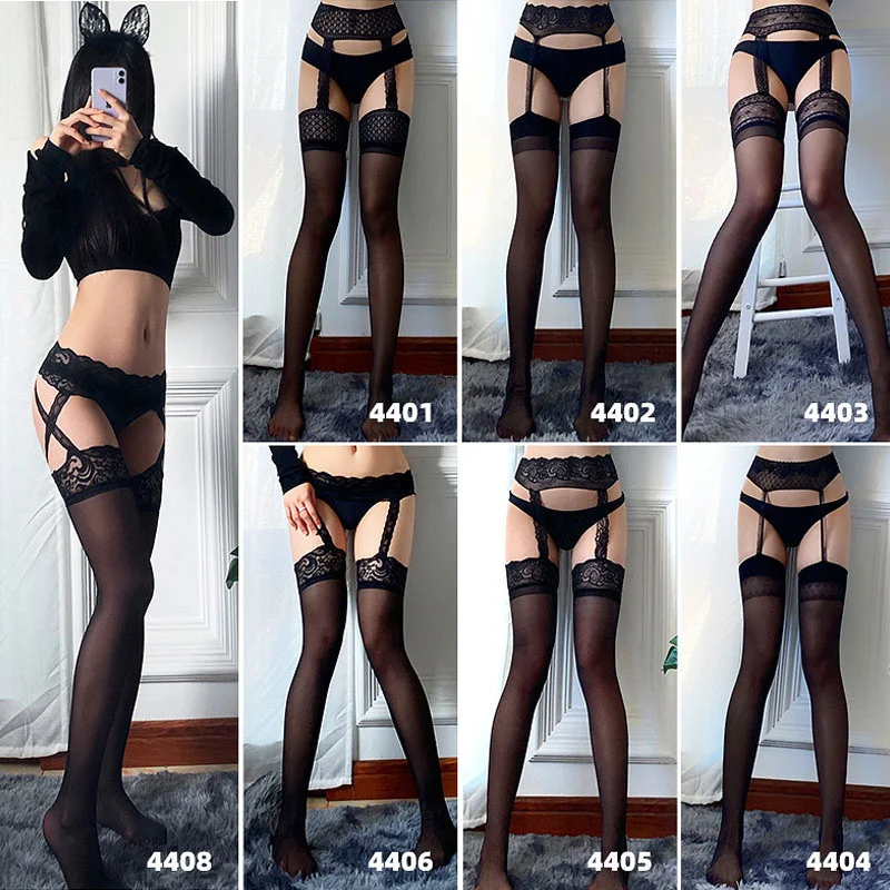 

Erotic Sexy Lace Body Stockings With Garter Belt For Women Open Crotch Pantyhose Plus Size Thigh High Stocking Sexy Lingerie
