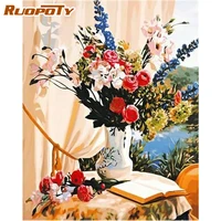 ruopoty 60x75cm frame diy painting by numbers flower book picture by numbers on canvas frameless home decoration unique gift