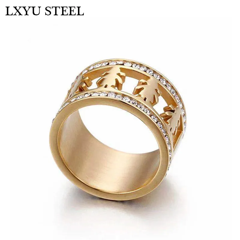 Fashion Gold/Silver Girl Shape Rings For Women CZ Stone Rhinestone Party Anniversary Rings New Year Gifts Stainless Steel Rings
