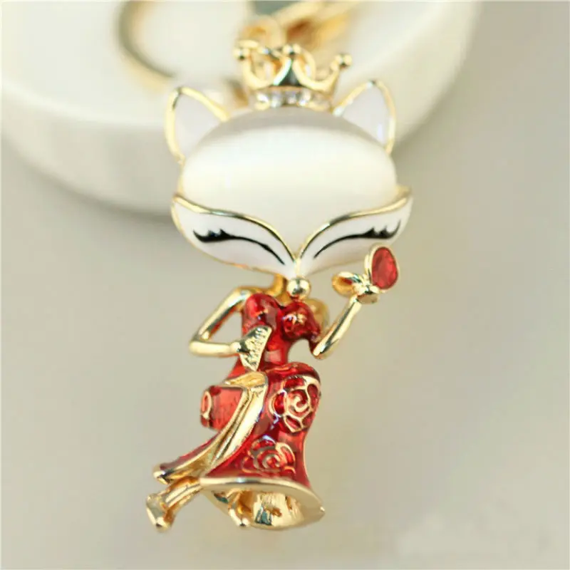 

Fox Keychain Bag Key Chain Pearl Women Female Cute Animal Car Handbag Purse Pendant Jewelry Trinket Porte Cle Anahtarlik Chaves