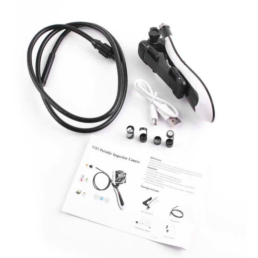 USB эндоскоп с гибким кабелем камера бороскоп для осмотра труб Wi Fi Full HD 2 МП Android iPhone