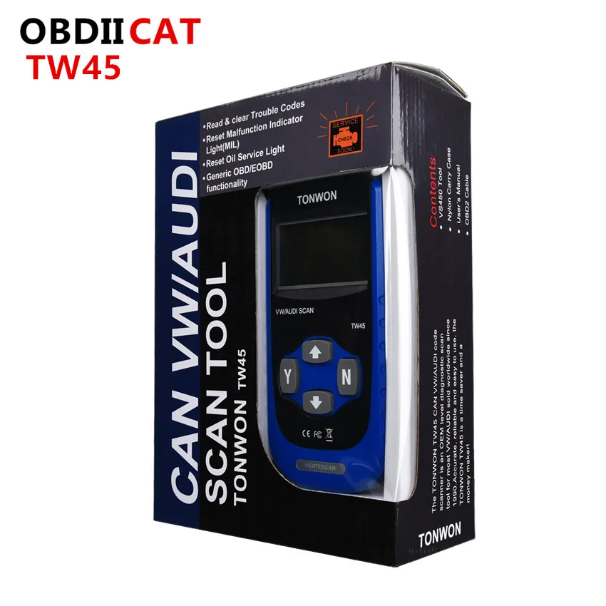 Tonwon TW45 высокое качество V-G транспортных средств OBD2 сканер инструмент OBDII