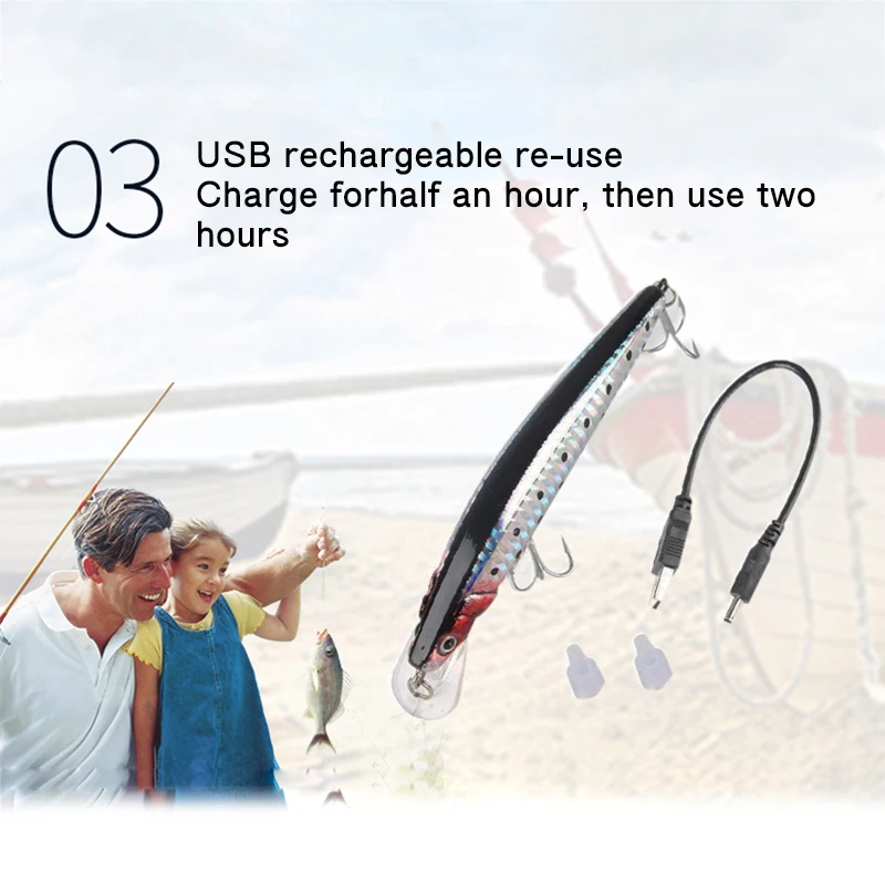 Светодиодный Usb перезаряжаемая бионическая приманка, приманка, мигающая приманка, приманка, электрическая, как в жизни, Вибрирующая, рыболовный, анти-рыболовный крючок, приманки
