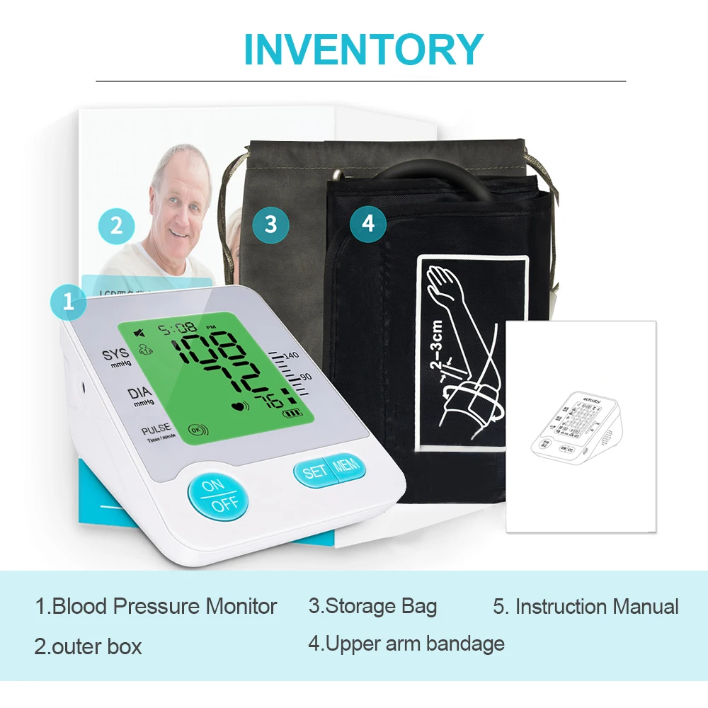 

ELERA Digital Blood Pressure Monitor Upper Arm Automatic Family Portable LCD Heart Rate Sphygmomanometer Tensiometro