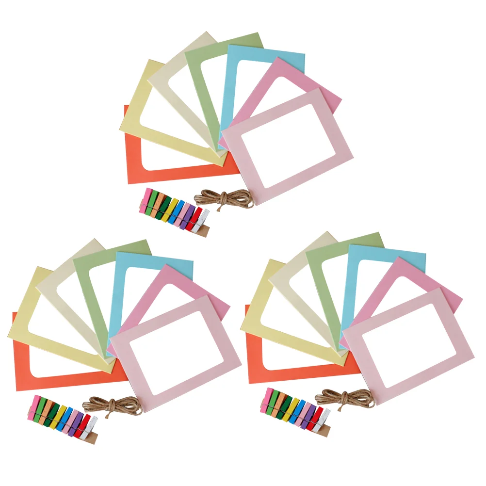 

3 комплекта 6 дюймов бумажная фоторамка красочная подвесная бумажная рамка для картин настенные украшения с веревкой и зажимами
