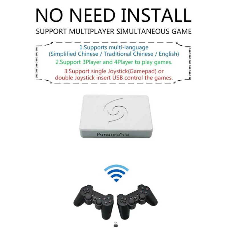 Pandora 9D 2500 В 1 доска 2 игрока беспроводной геймпад и проводной wifi Набор Usb