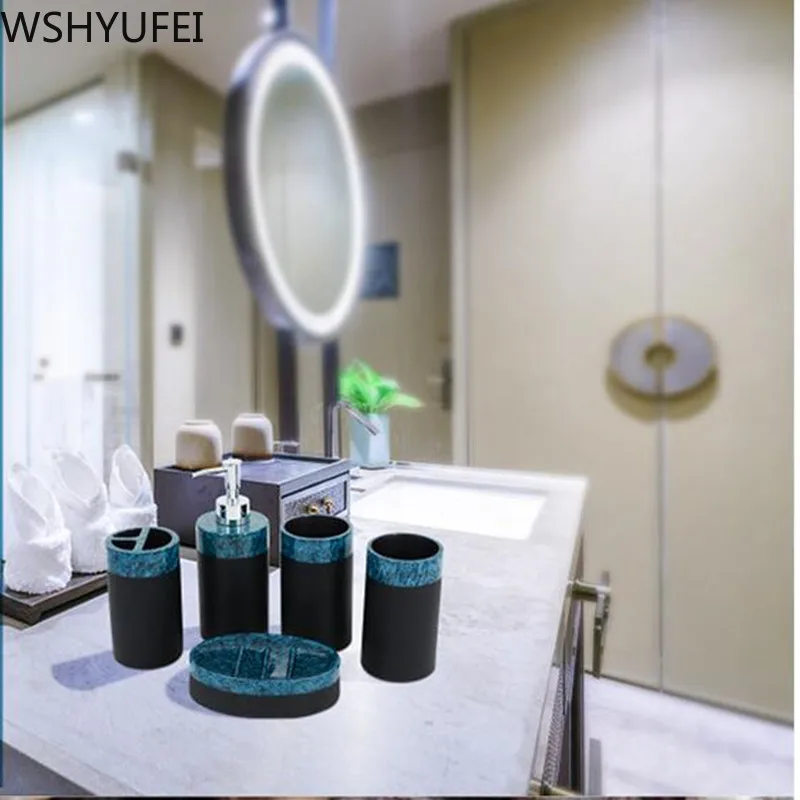 Новый стильный набор для ванной из смолы чашка полоскания рта пары