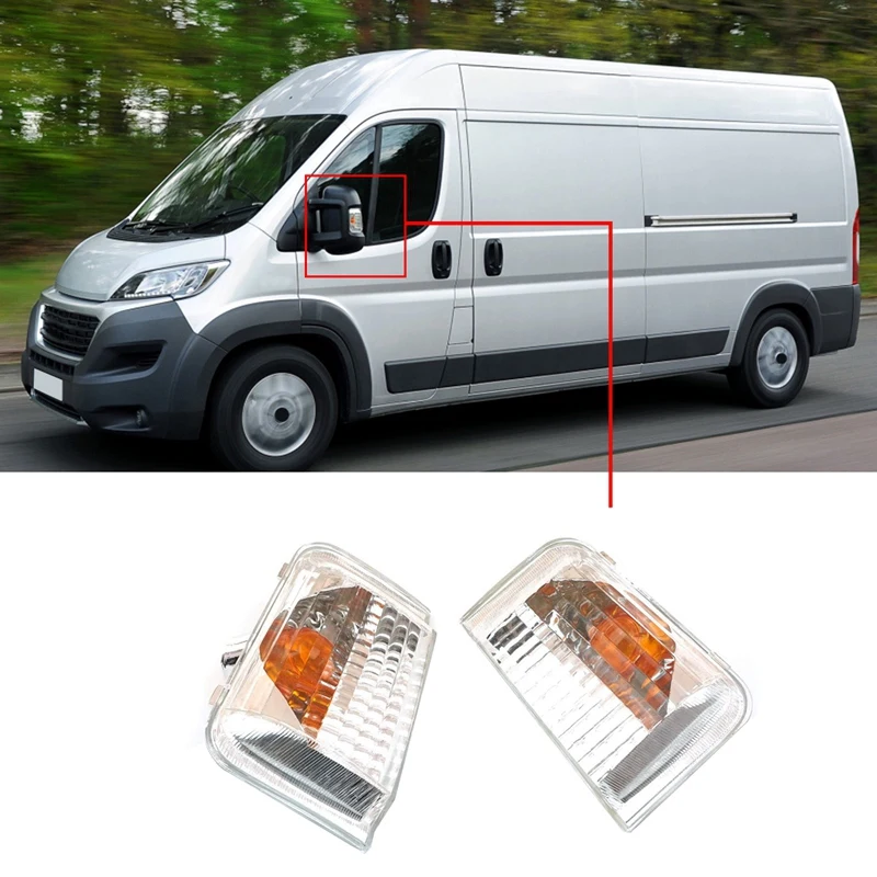 

Left+Right Rearview Mirror Indicator Turn Signal Light Cover for Fiat Peugeot Citroen MK3 71748253 71748252 Without Bulb