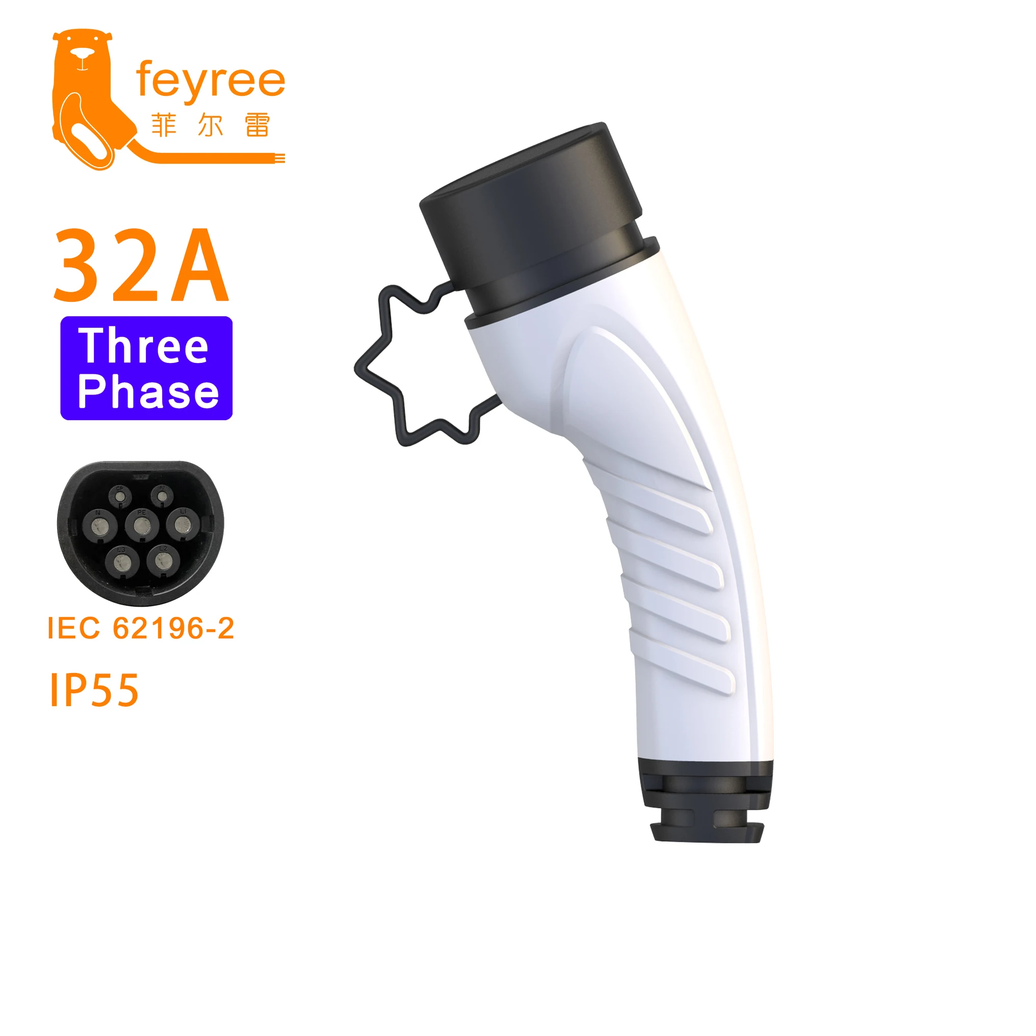 Зарядное устройство feyree EV 3 фазы Тип 2 переходник 16A32A EVSE зарядное устройство женское IEC62196 конвертер для электромобиля Автомобильная зарядная станция - изображение