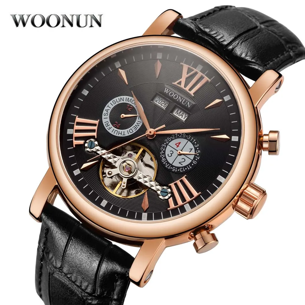 

2020 Top Brand Luxury Rose Gold Plated Automatic Watches Mens Multifunction Mechanical Watches Tourbillon Watches for Sale Clock