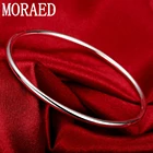 925 стерлингового серебра ювелирные изделия простые гладкие круглые браслеты для женщин Свадебные обручальные кольца Подарки