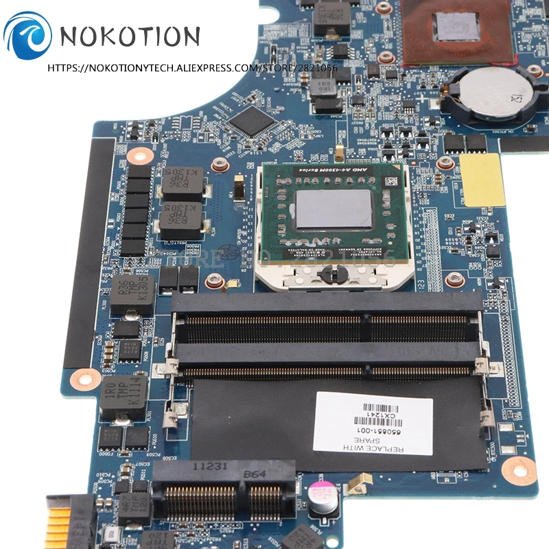 Материнская плата NOKOTION для ноутбука HP PAVILION DV6 DV6-6000 650854-001 665284-001 665281-001 650851-001 разъем