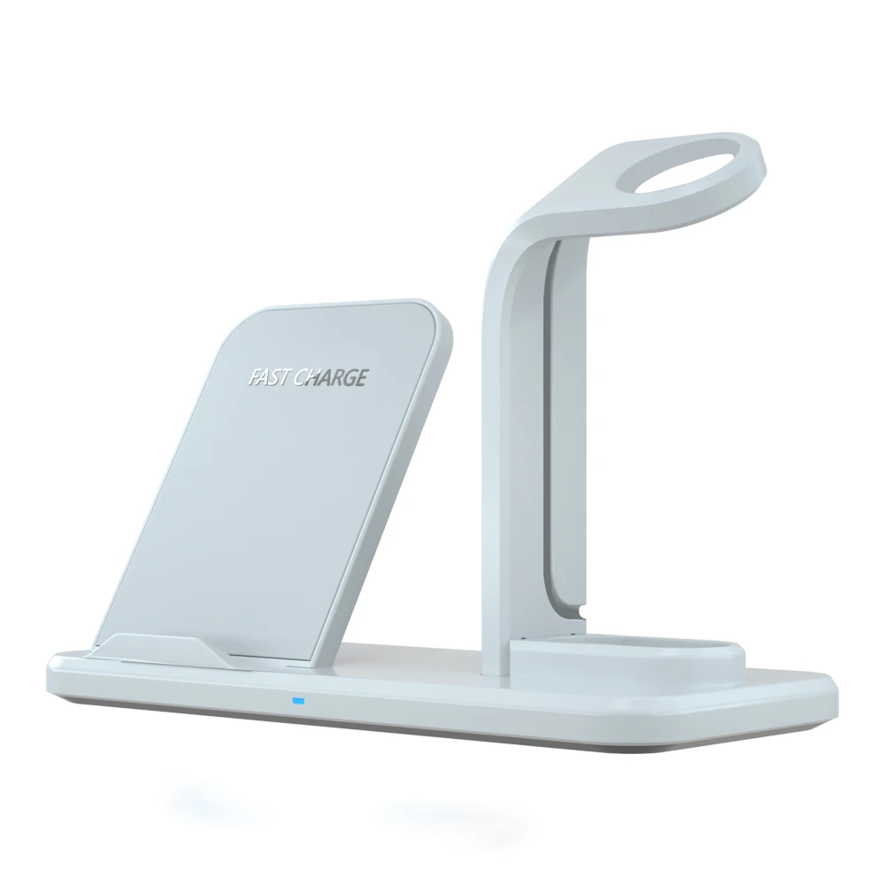 Беспроводное зарядное устройство Qi 3 в 1 Подставка для Apple Watch Series 5 4 3 2 Iphone 11 Pro Max XS MAX XR Iwatch Airpods 1 2 - Тип штекера: White