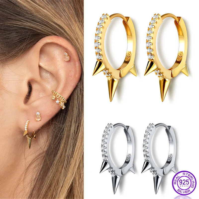 Женские серебряные сережки в стиле панк подарочные из стерлингового серебра 925